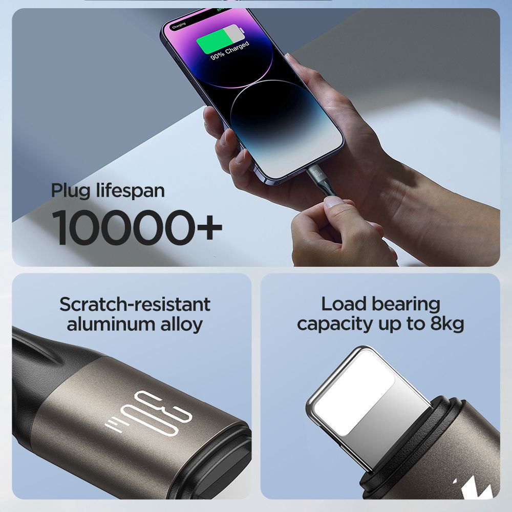 Joyroom Light Speed USB Type-C to Lightning 30W Fast Charging and Data Cable, Nylon Braided Charger for iPhone, iPad, 1.2m, Black - Image 9