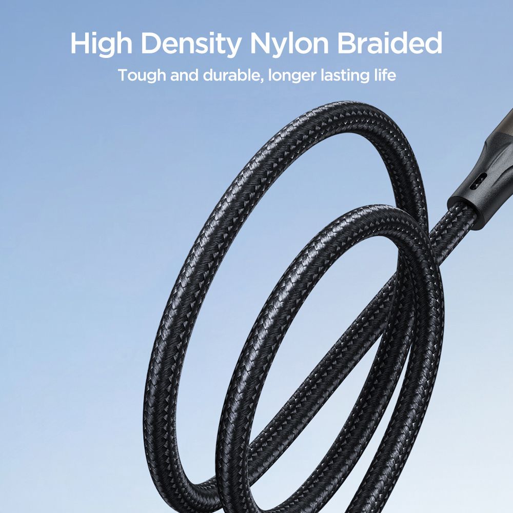 Joyroom Light Speed USB Type-C to Lightning 30W Fast Charging and Data Cable, Nylon Braided Charger for iPhone, iPad, 1.2m, Black - Image 2