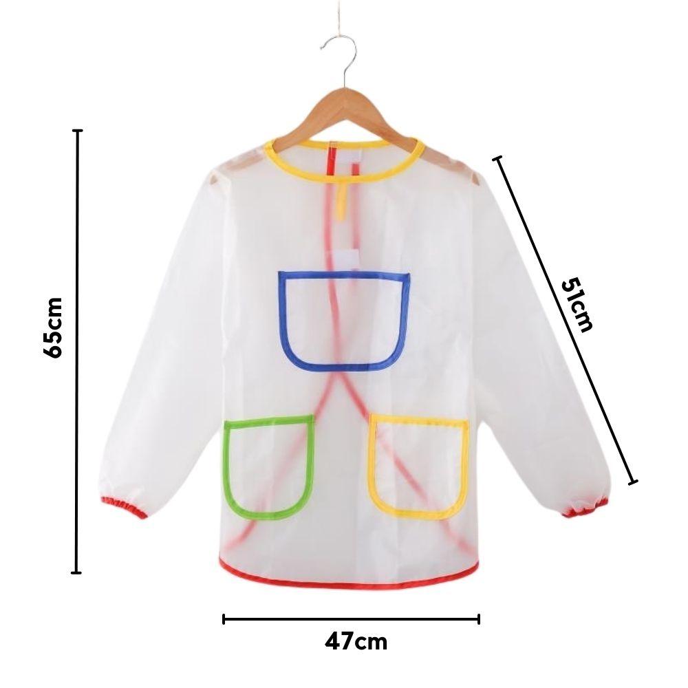 Transparent Kids Painting Apron Large Measurement